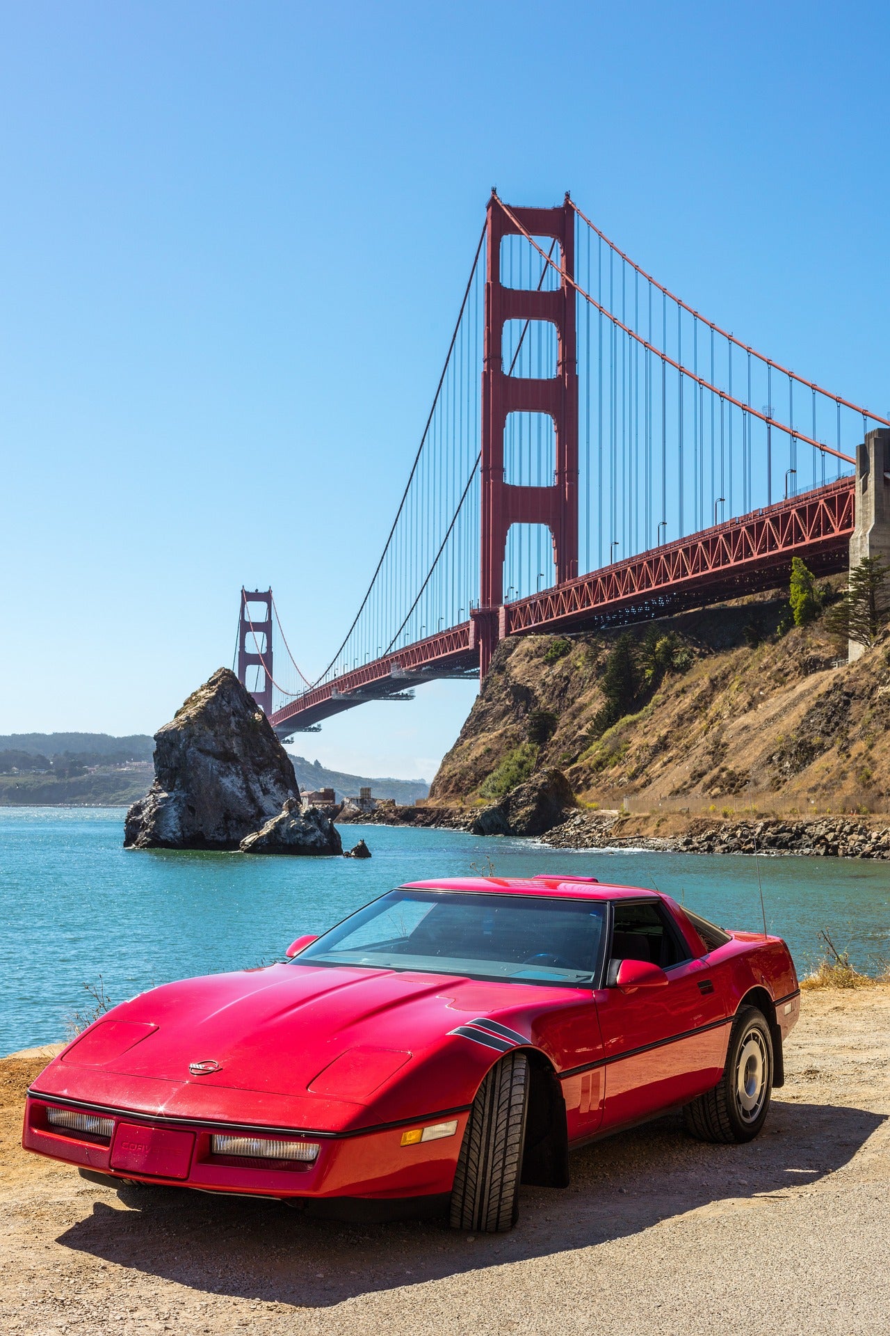 Golden Gate Bridge with Corvette
